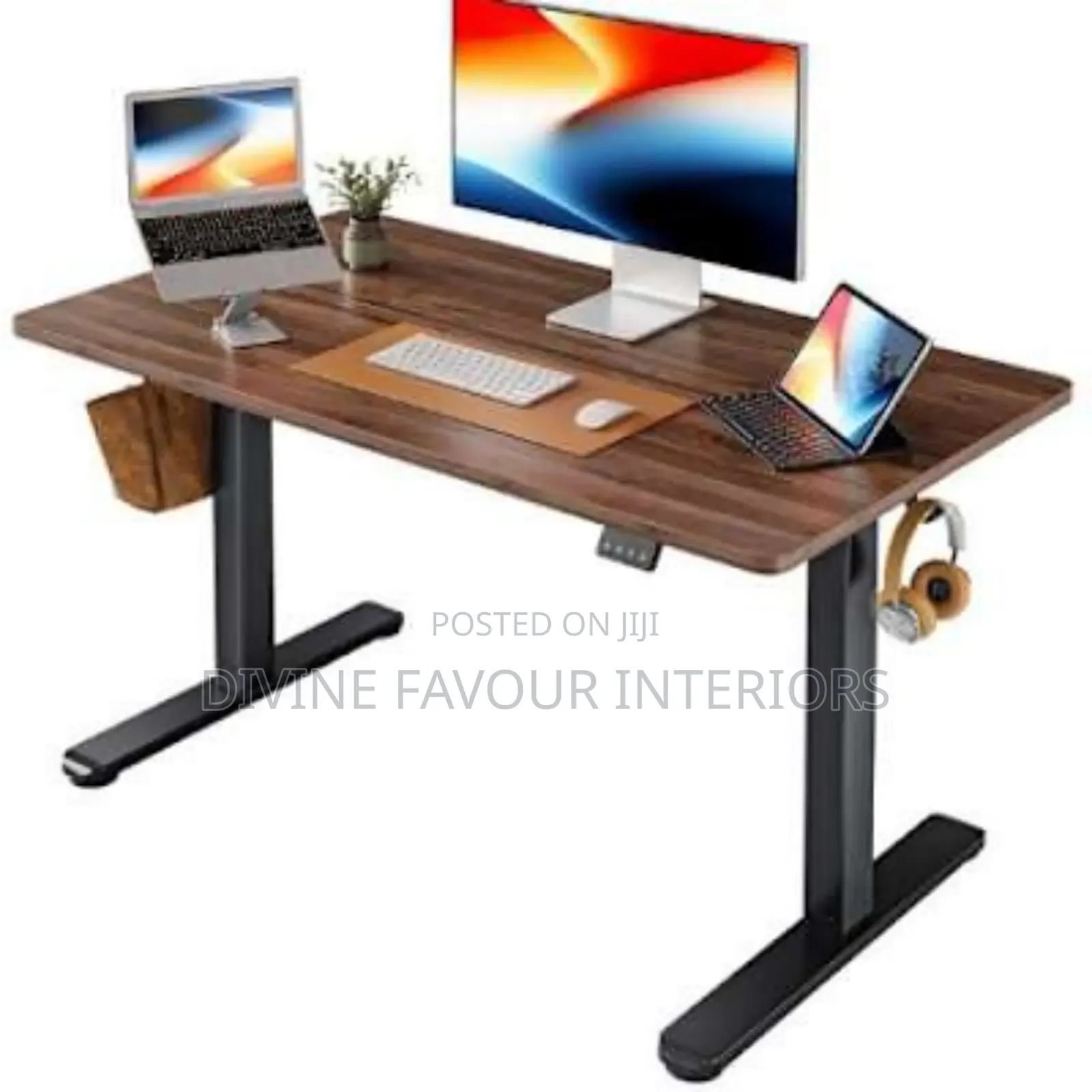 Sit to Stand Eletric Adjustable Table + Black Frame - 1.2m