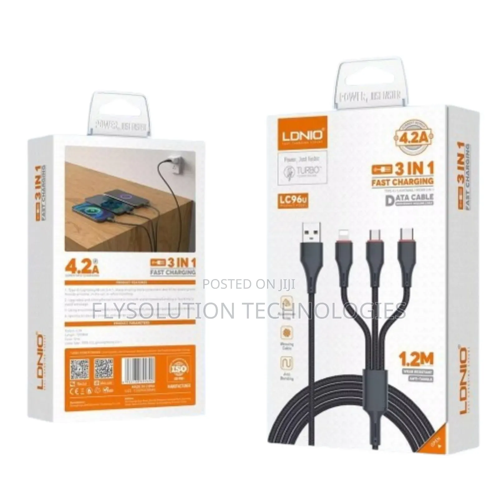 Ldnio Lc96u 3-in-1 100watts 1.2m Fast Charging Cable