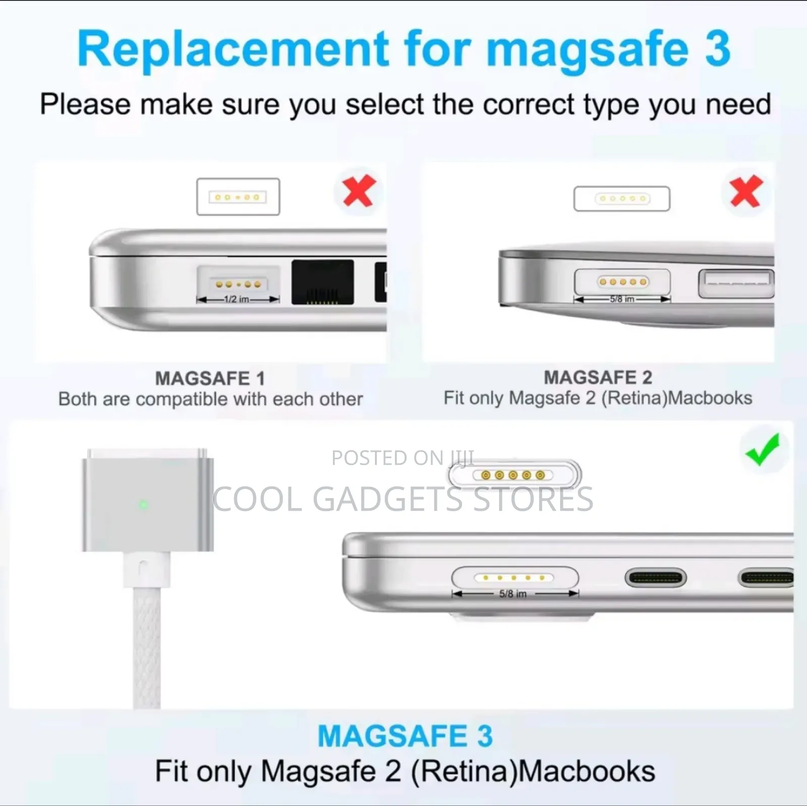 Type C to Magsafe 3 Magnetic Charger Cord for Macbook Laptop