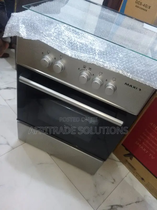 Maxi Gas Cooker – 4 Burners in Sleek Gray