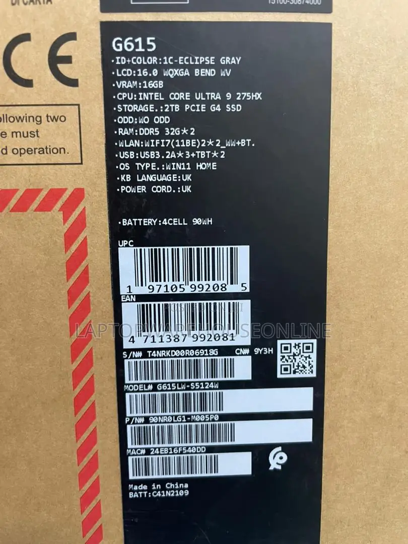 New Laptop Asus ROG Strix G16 G614 64GB Intel Core Ultra 9 SSD 2T
