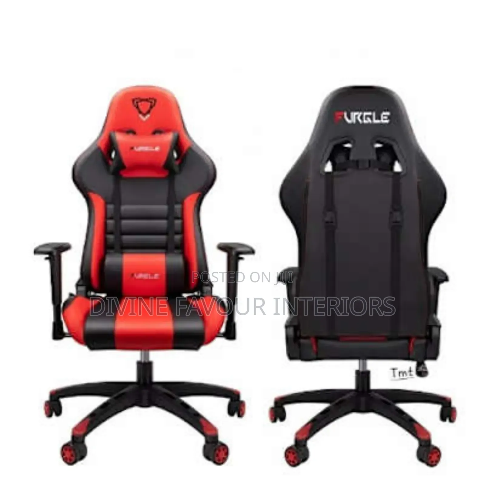 Furgle Gaming Ergonomic Swivel Chair - Red Black- 1 Piece