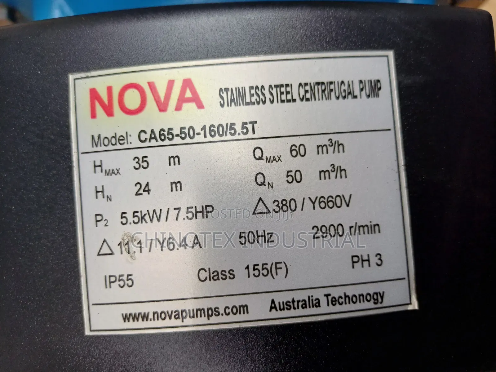 Nova Stainless Surface Water Pump 5.5kw/5.5hp 3phase