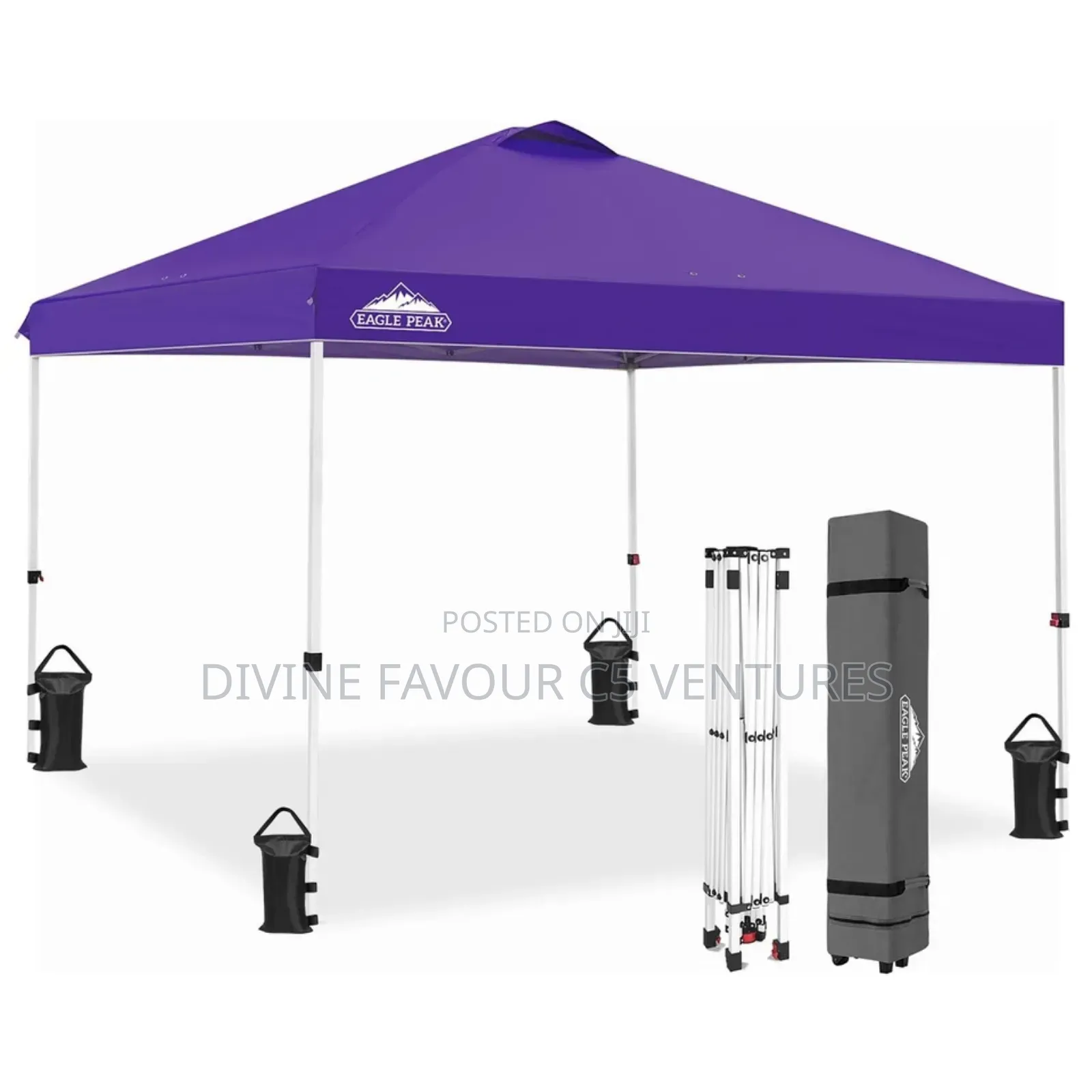Purple Foldable Canopy White Pole Gazebo 10 X 10