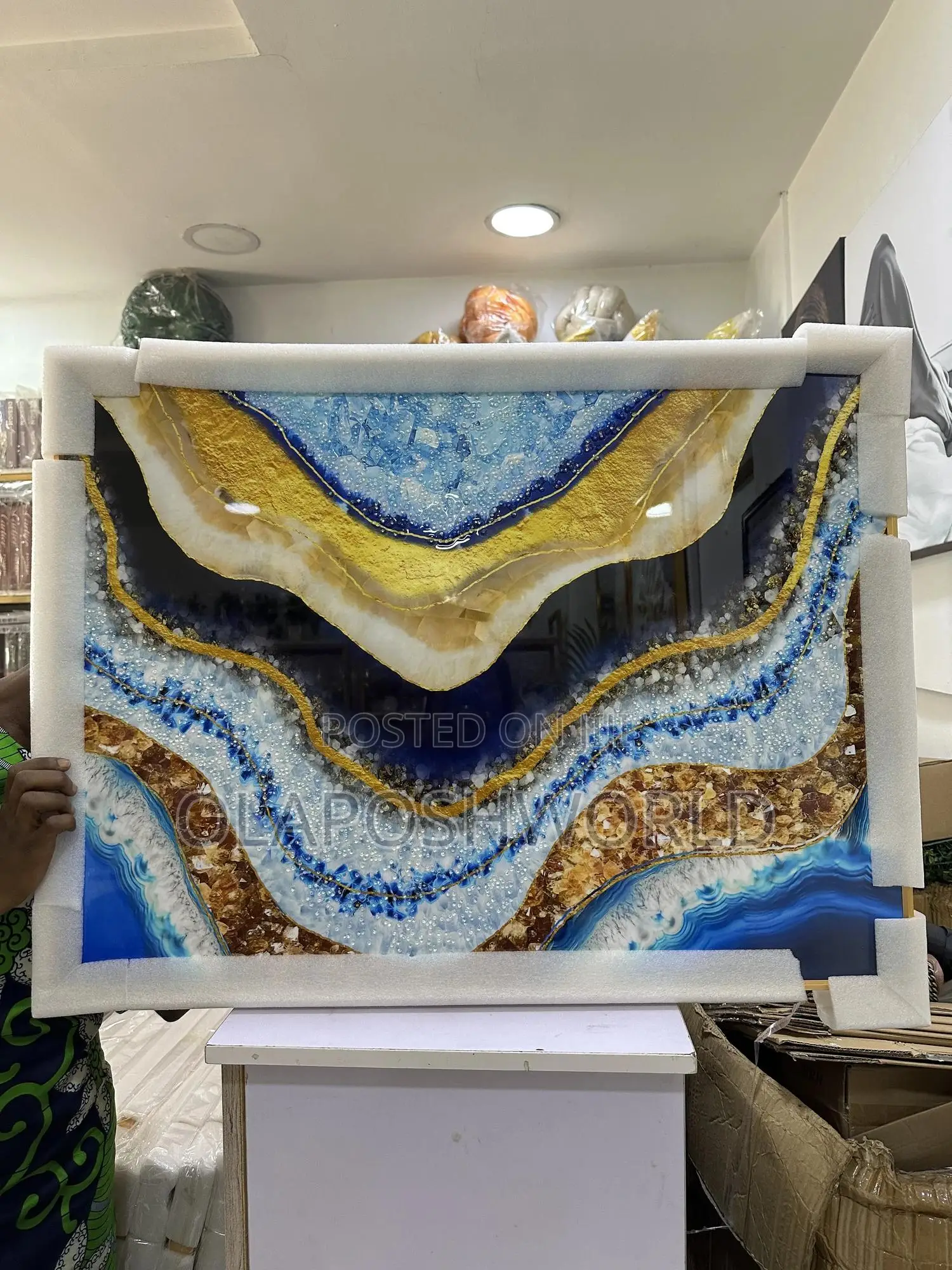 Colour Abstract Acrylic Stoned Art 80*80cm