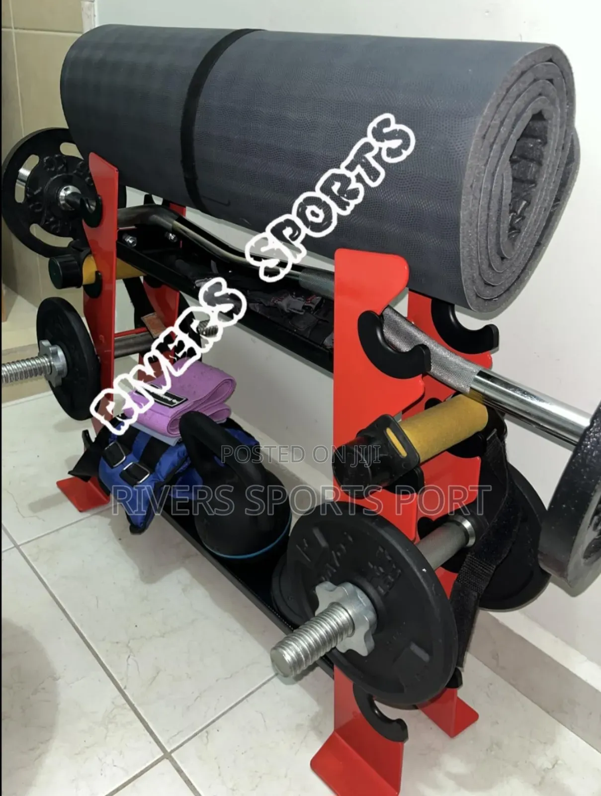 4 Tier 2 Vertical Slot Dumbbell Kettlebell Storage Rack