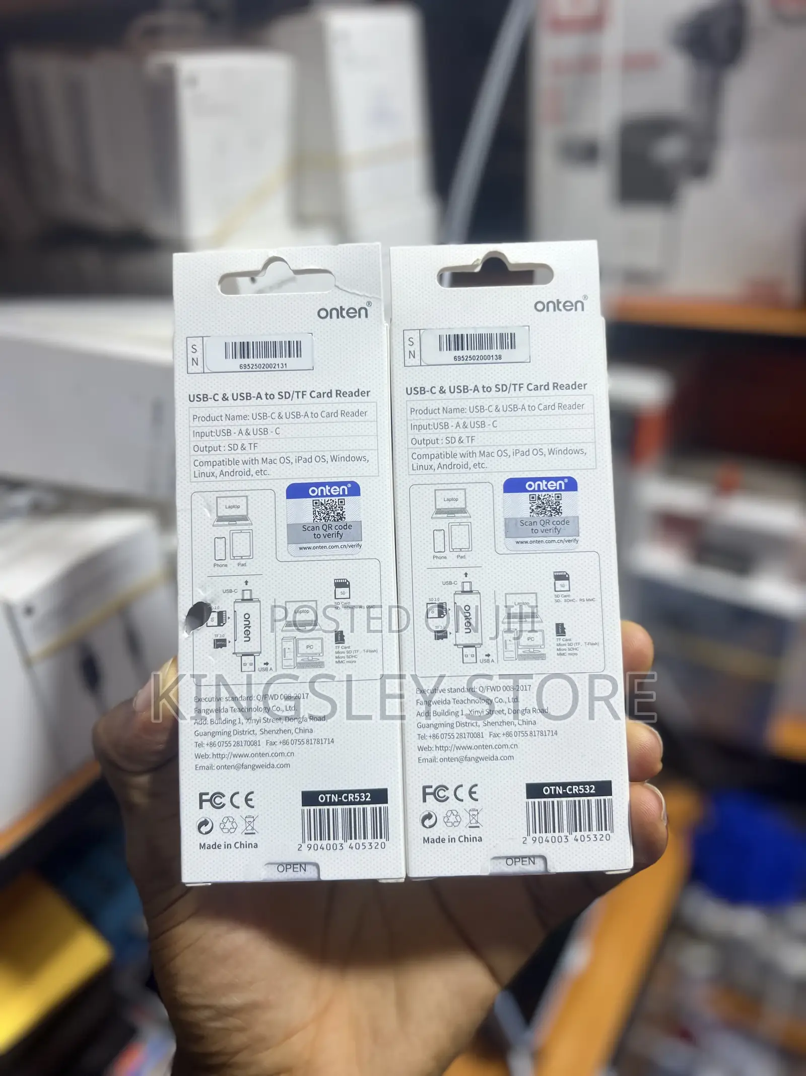 Onten Otn-Cr532 2-in-2 Usb-C/Usb-a to Sd/Tf Card Reader