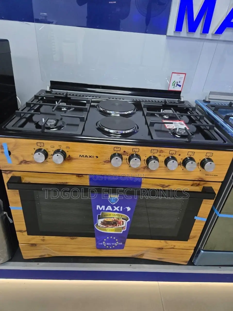 Maxi 6-Burner Gas Cooker With Oven – Wood Finish