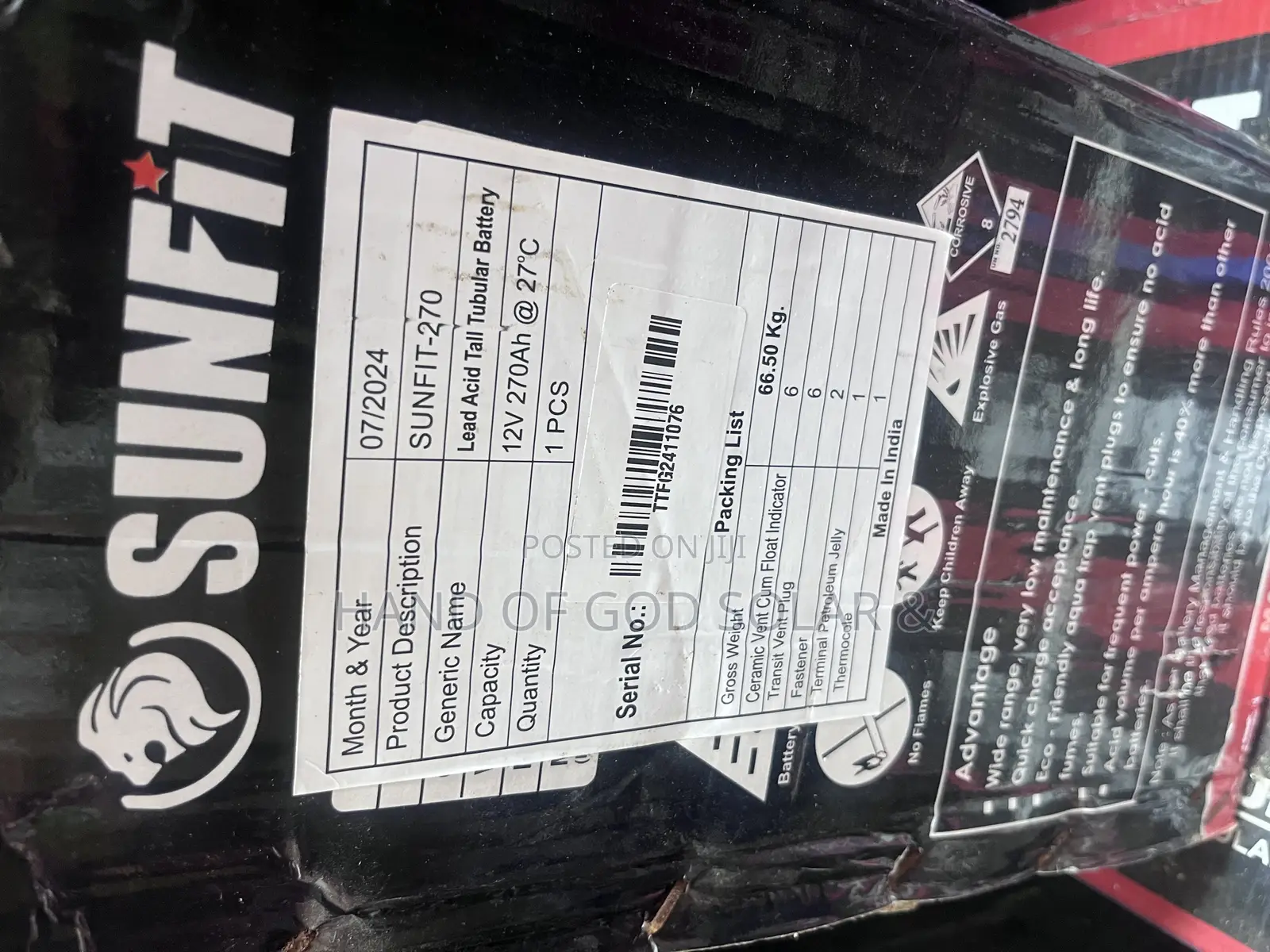 270ah Sunfit Tubular Battery