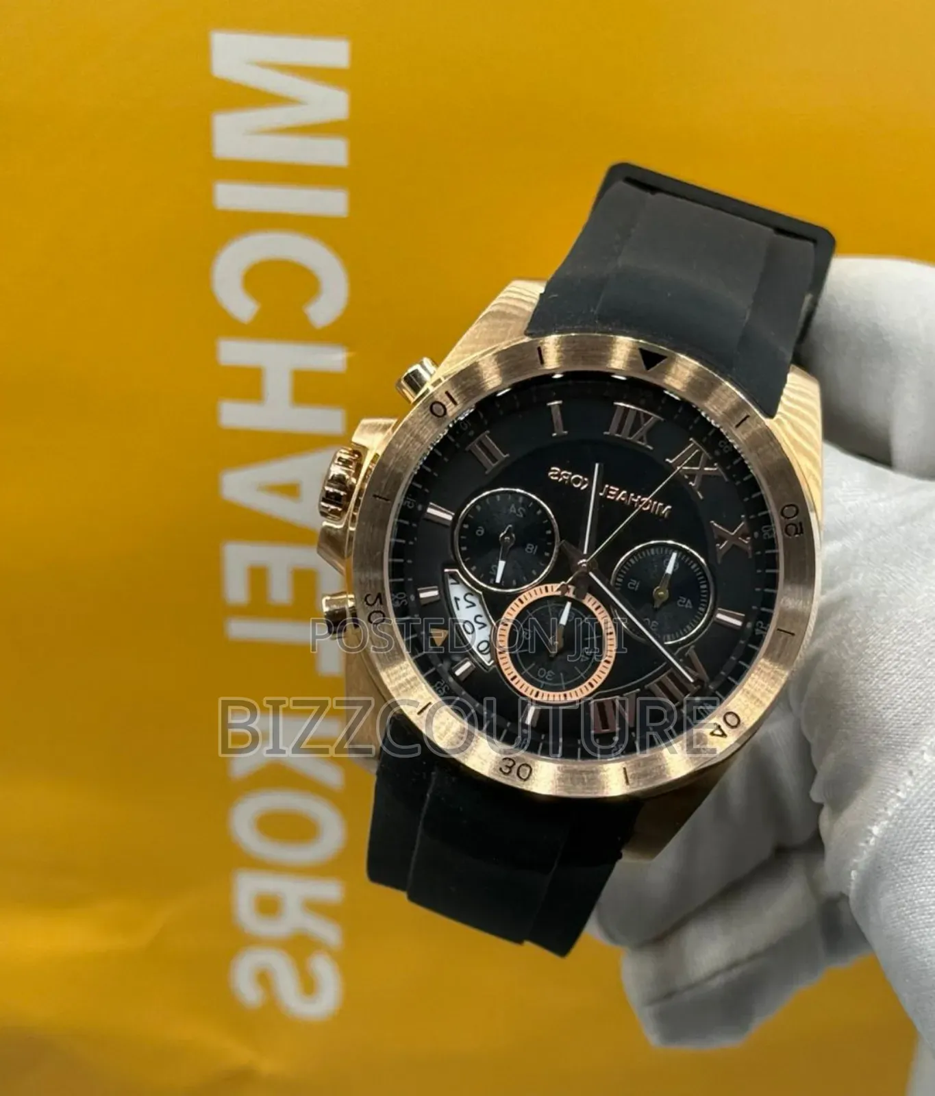 Original Michael Kors Black Genuine Leather Strap Watch
