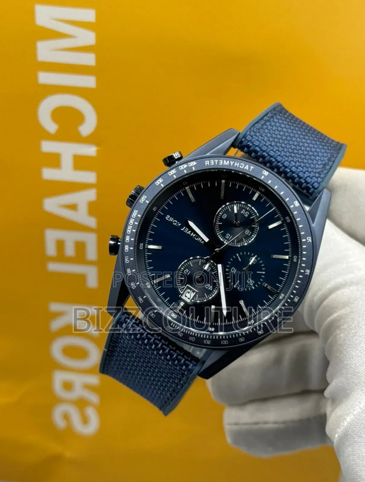 Original Man's Michael Kors Analog Blue Faux Leather