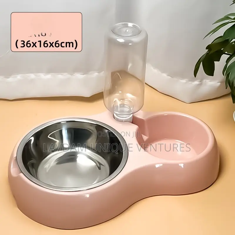Non-Spill Dog Cat Feeding Bowl Water Dispenser 2-in-1