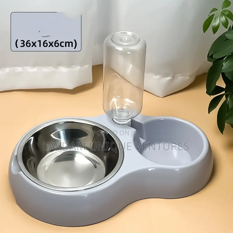 Non-Spill Dog Cat Feeding Bowl Water Dispenser 2-in-1
