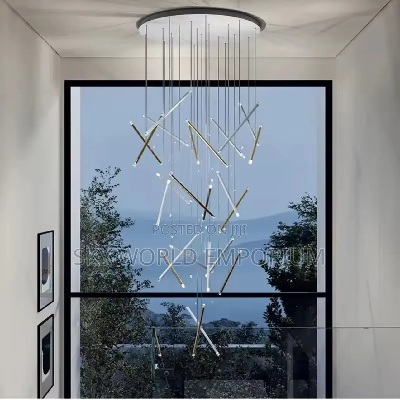 Modern Minimalist Staircase Chandelier Duplex Apartment