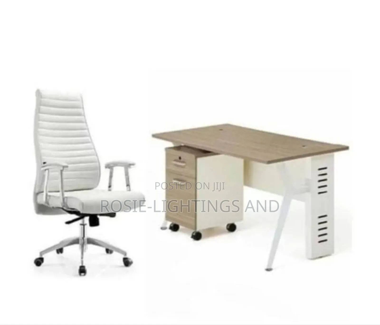 A Set of Office Table Executive High-Back Office Chair