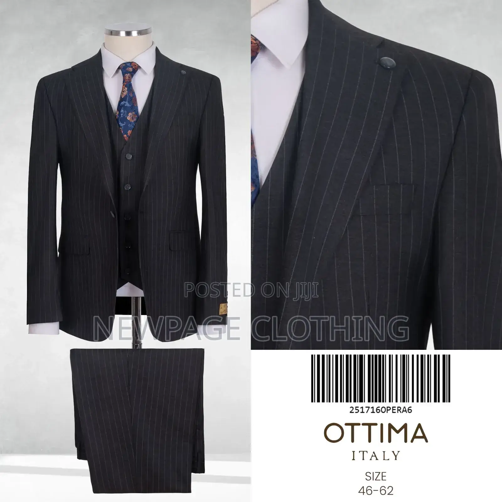 Men’S 3-Piece Black Slim Fit Suit – Ottima Italy
