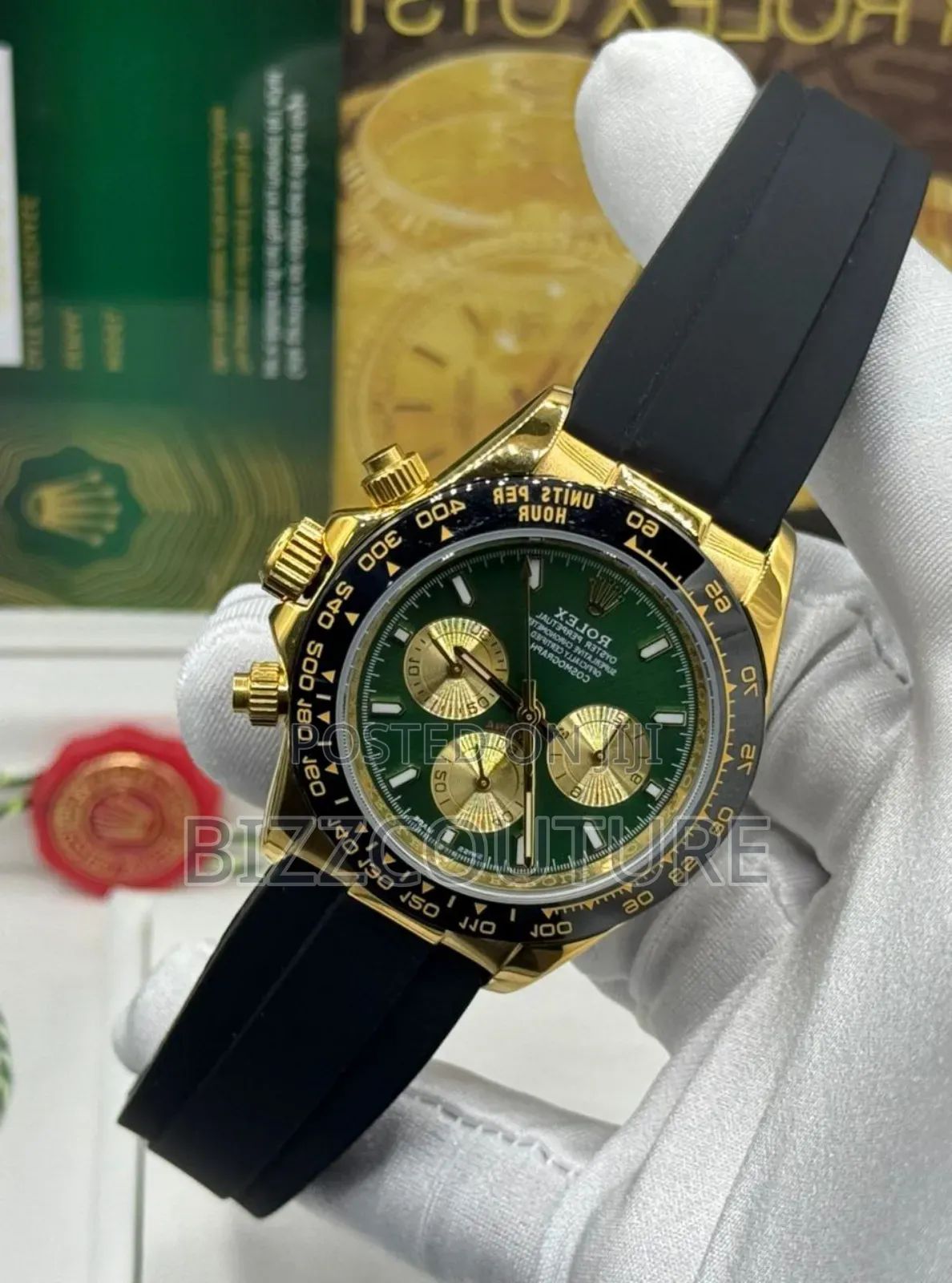 Original Rolex Oyster Chronograph Black Rubber Strap Watch