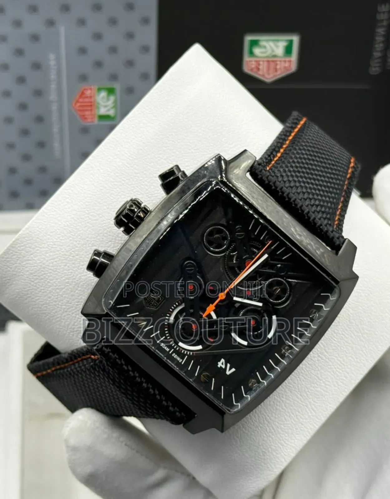 Original Tag Heuer Black Mechanical Faux Leather Strap Watch