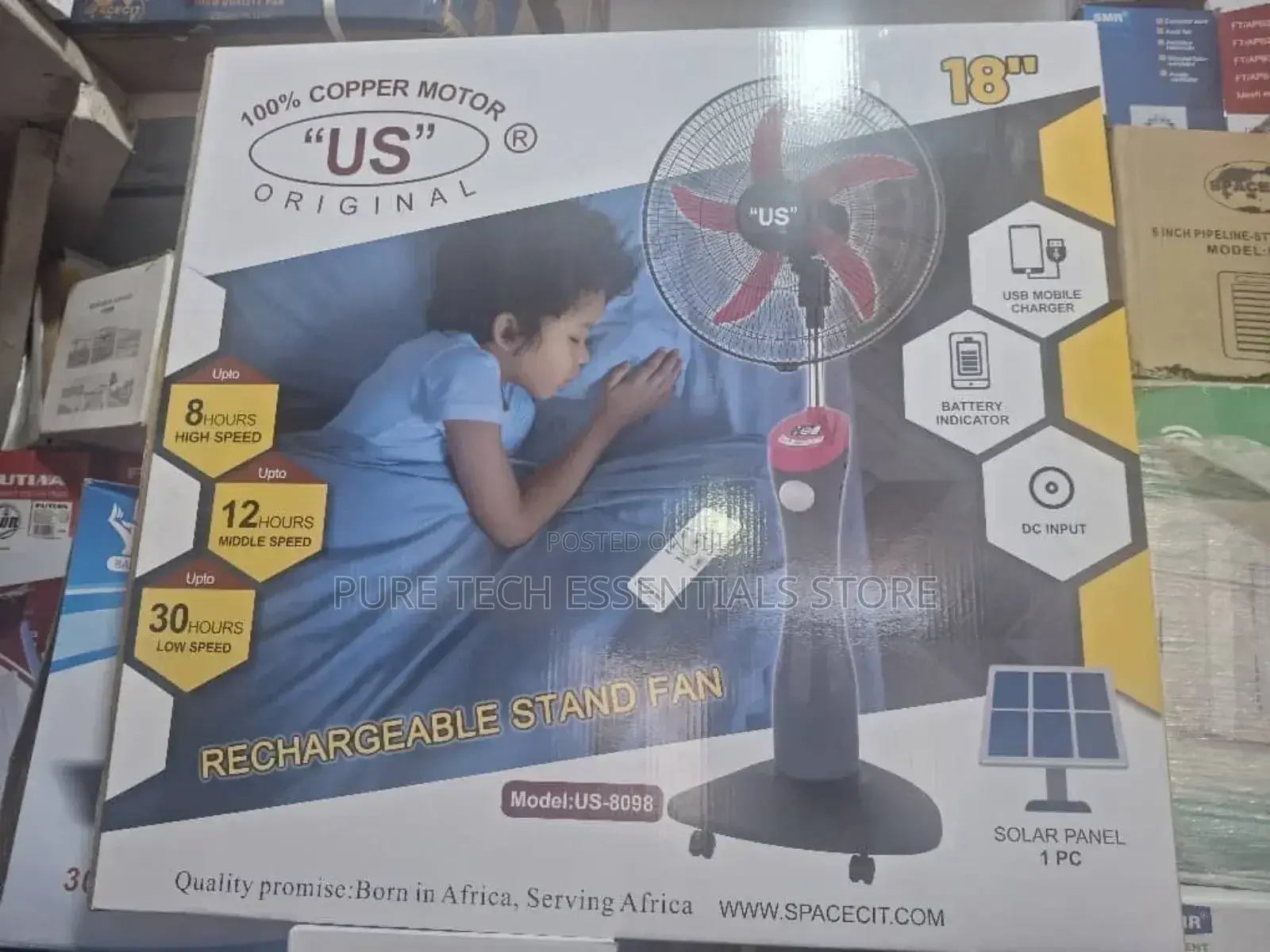 Original Us 18"Rechargeble Standing Fan