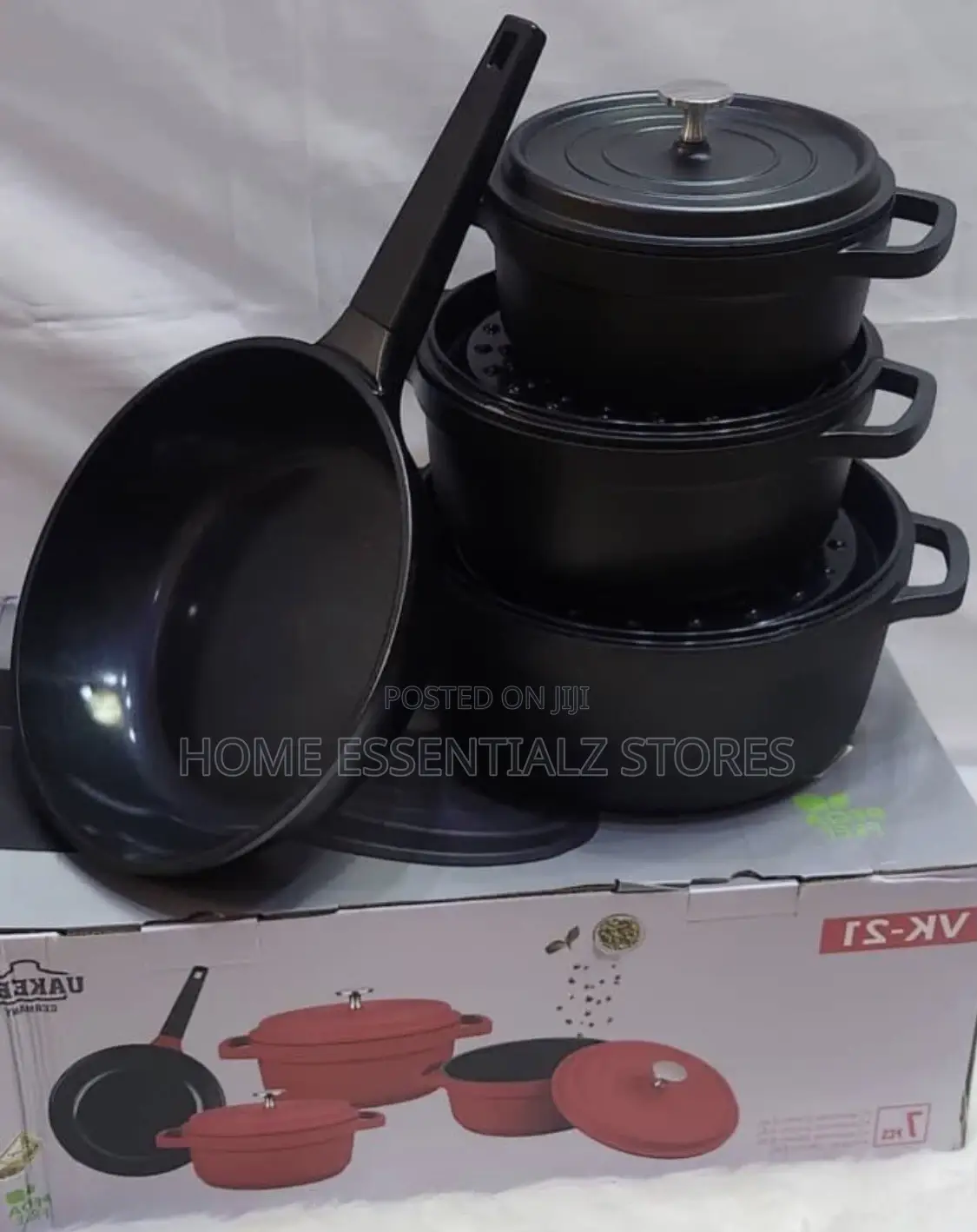 Brick Red Stylish Uakeen Cast Iron Pot Sets