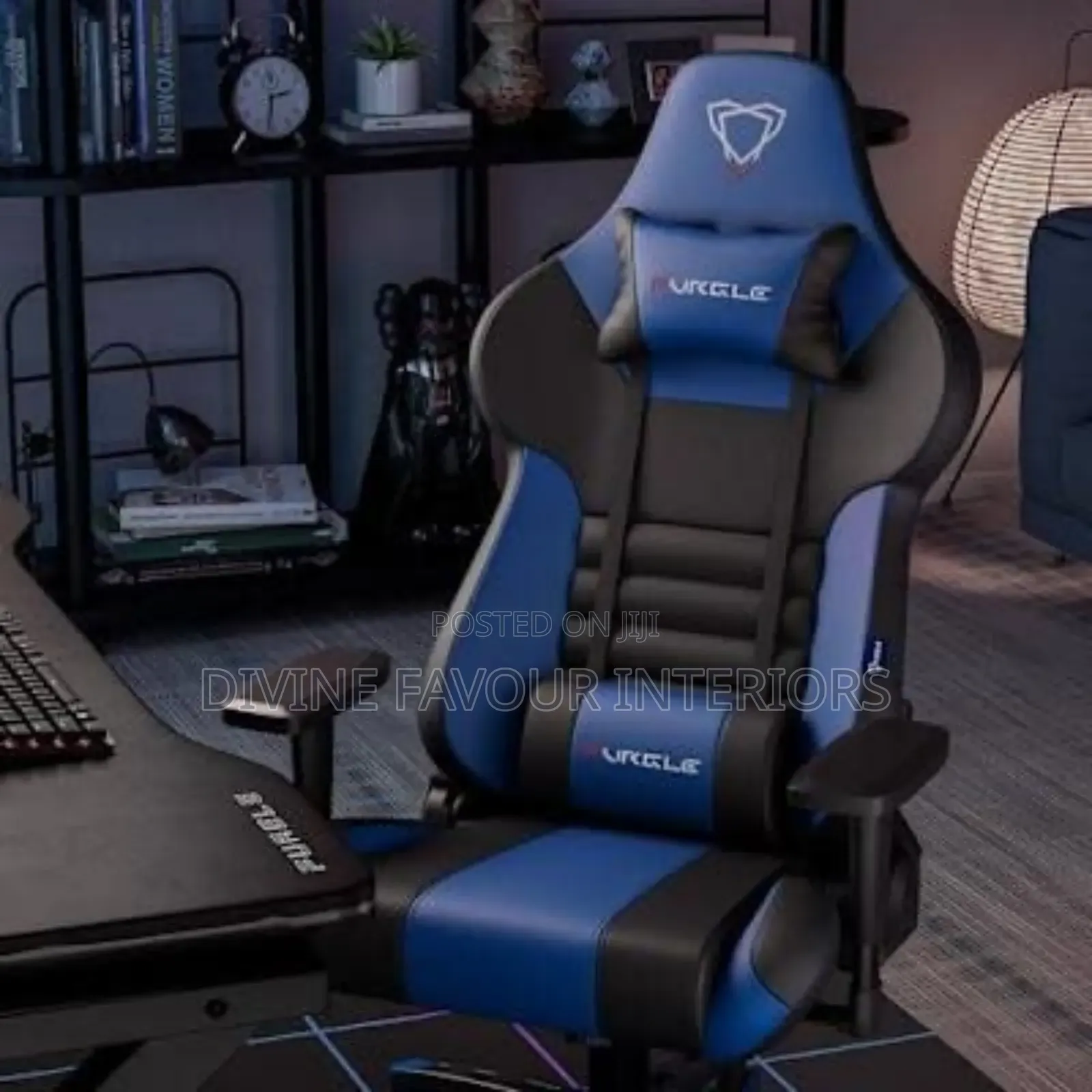 Executive Furgle Gaming Chair With Footrest - Black/Blue