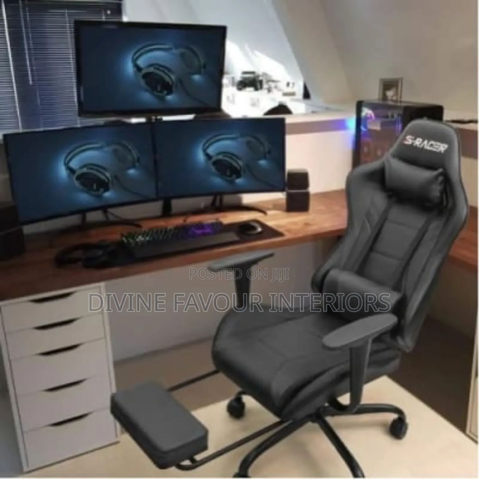 High Class Racing Game Leather Chair With Footrest