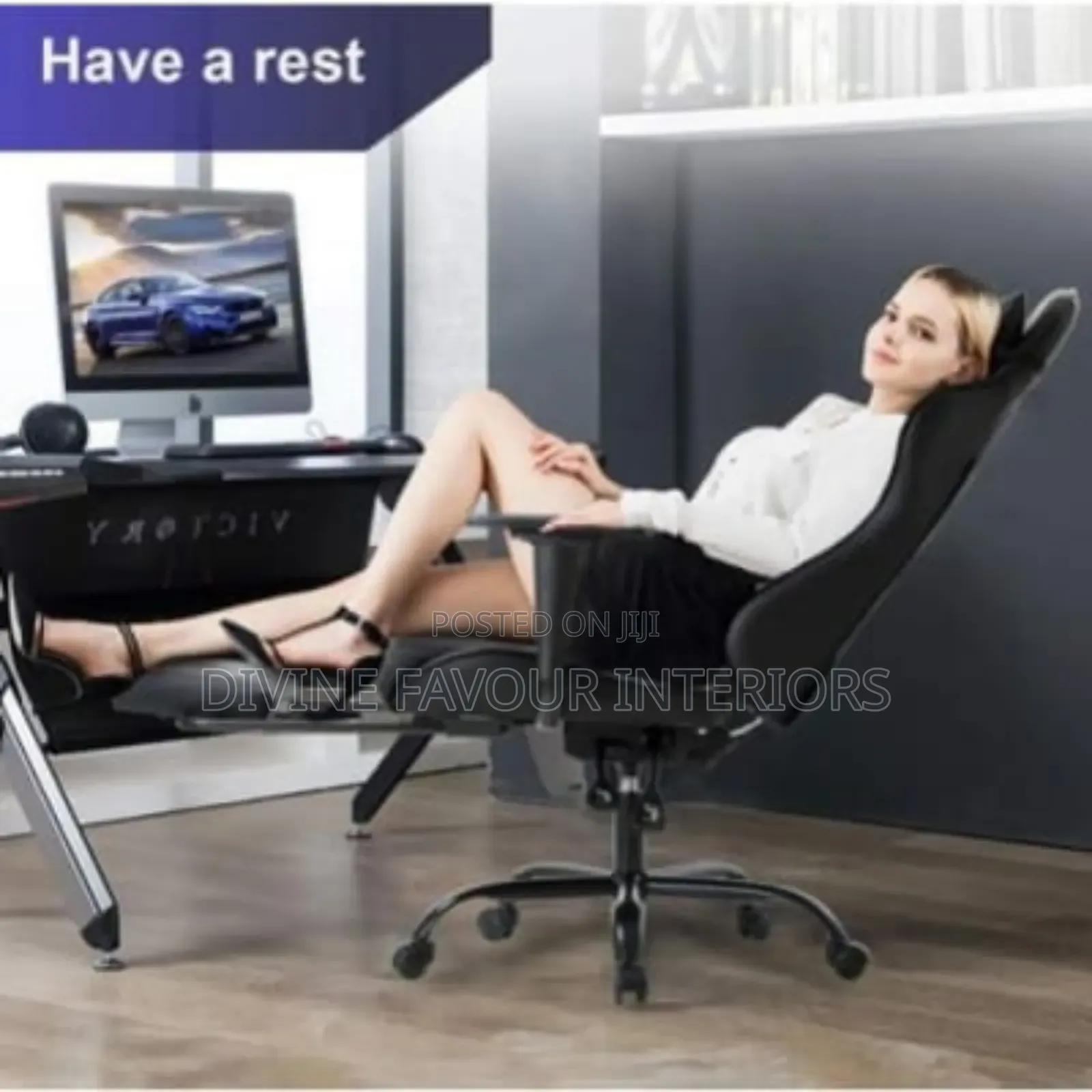 High Class Racing Game Leather Chair With Footrest