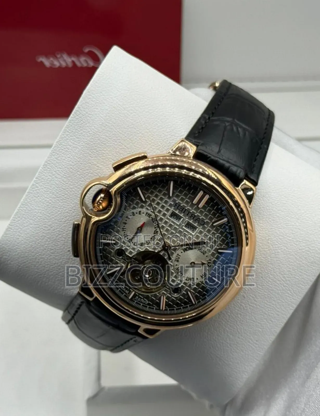 Original Cartier Mechanical Black Genuine Leather Watch