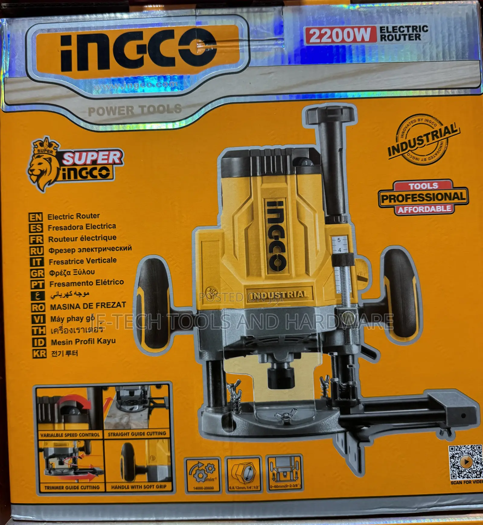 Ingco 2200w Electric Hand Router For Craftsman