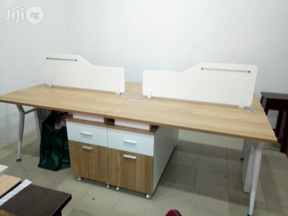 4 Man Wood Workstation With Metal Legs