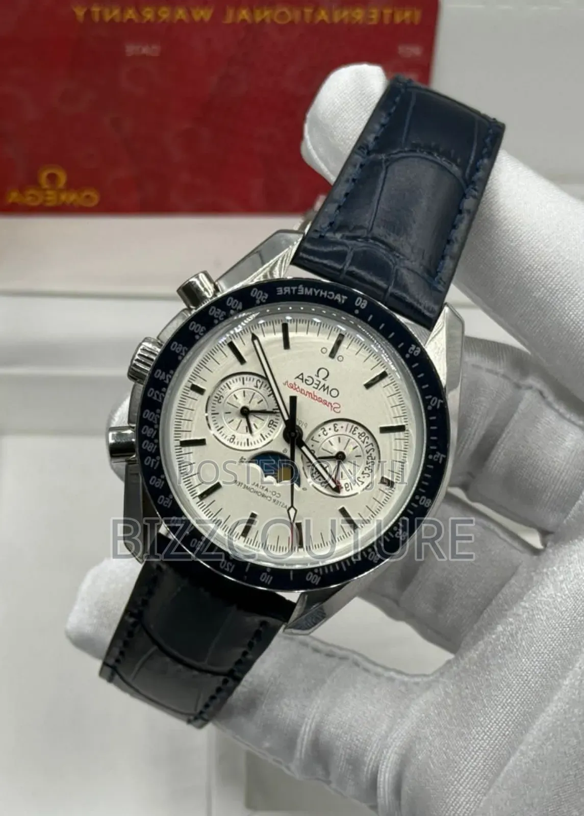 Original Omega Speedmaster Black Genuine Leather Strap Watch