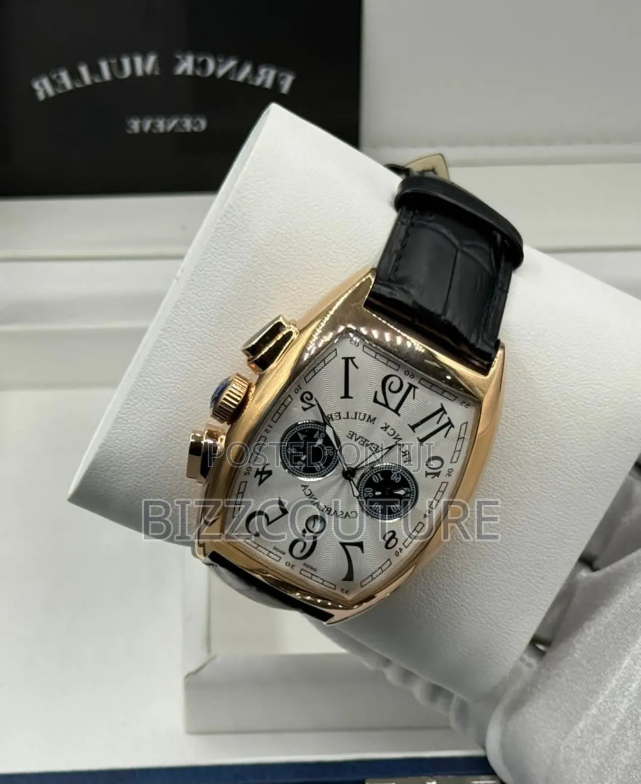 Original Franck Muller Black Genuine Leather Strap Watch