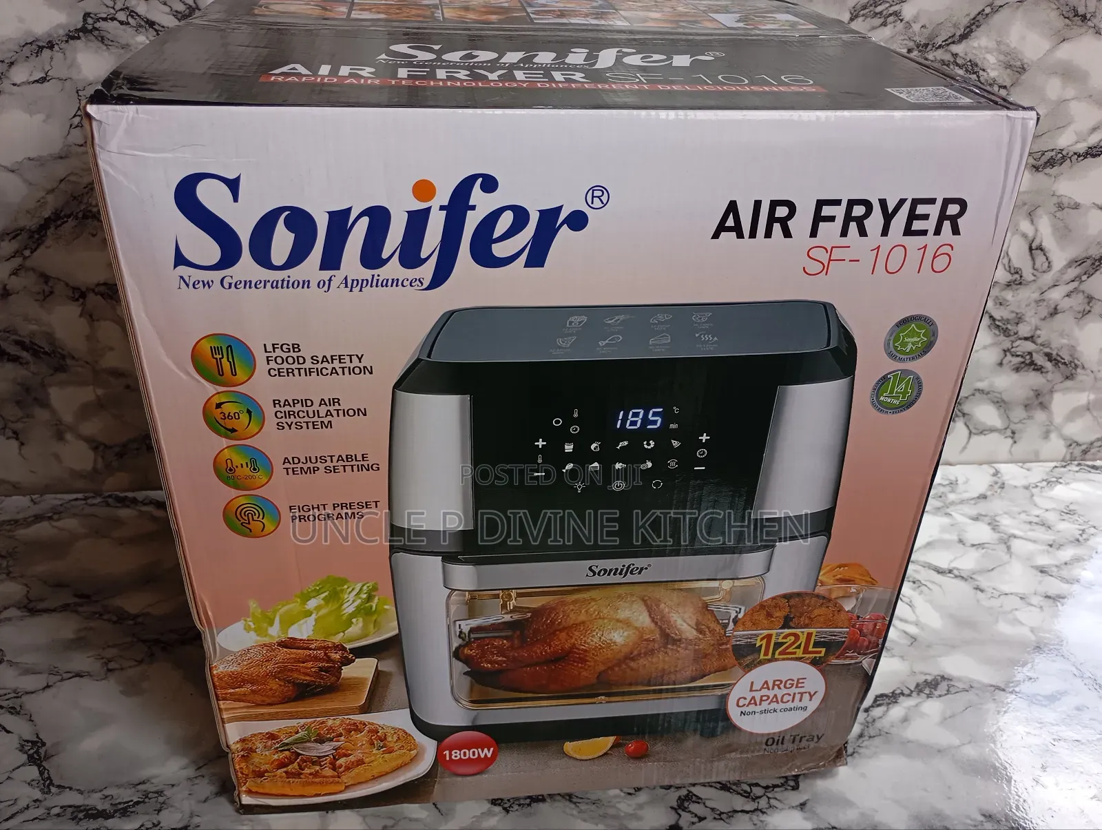 Sonifer 12l, High Quality Digital Air Fryer Oven,1800w.