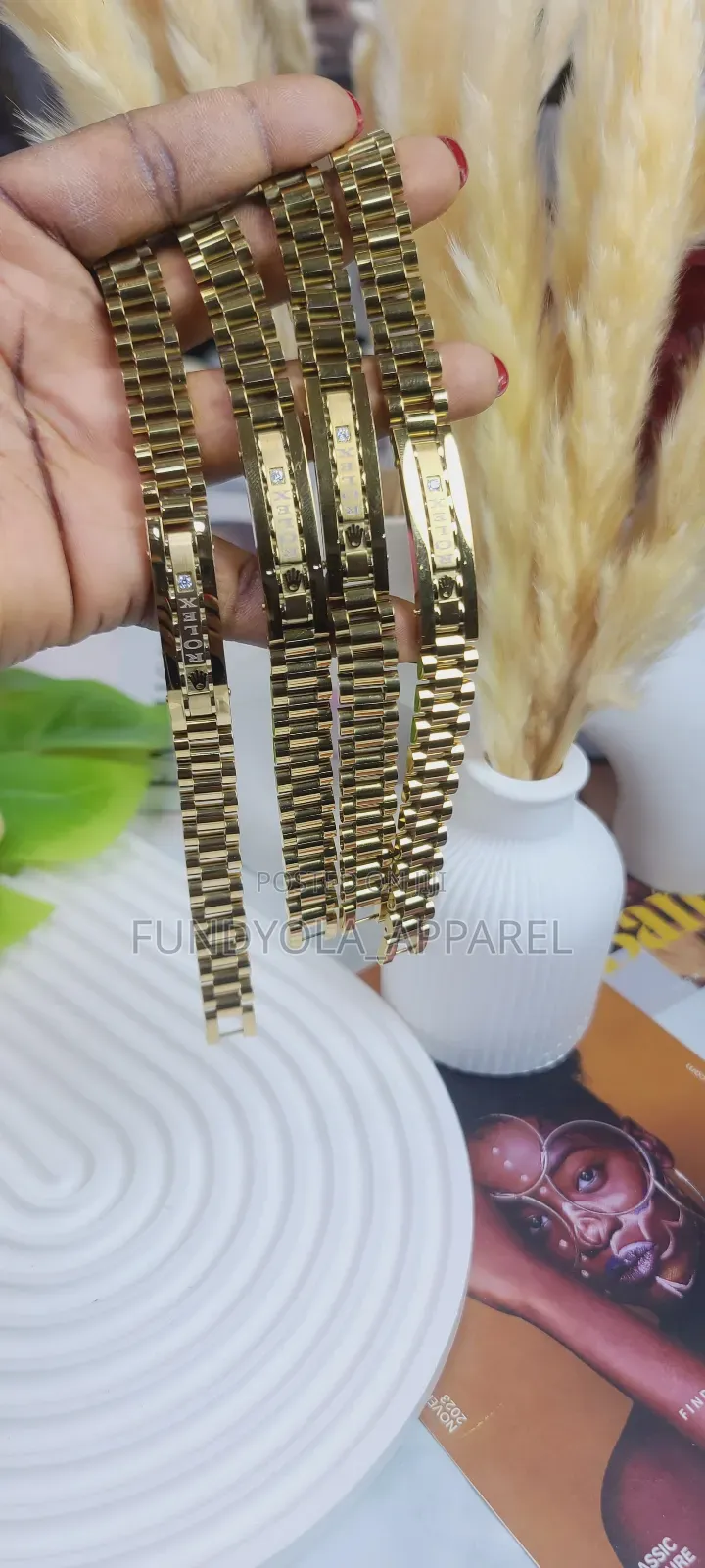 Titanium Gold Hand Chain Bracelet