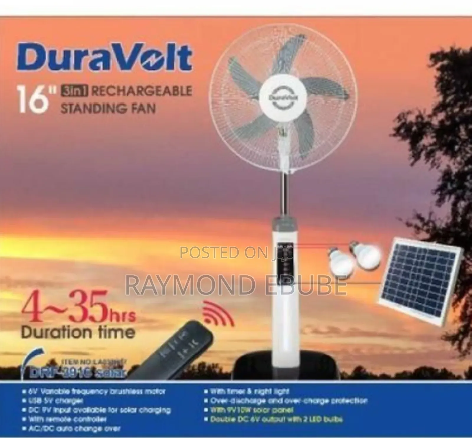 Duravolt 16" Rechargeable Standings Fan