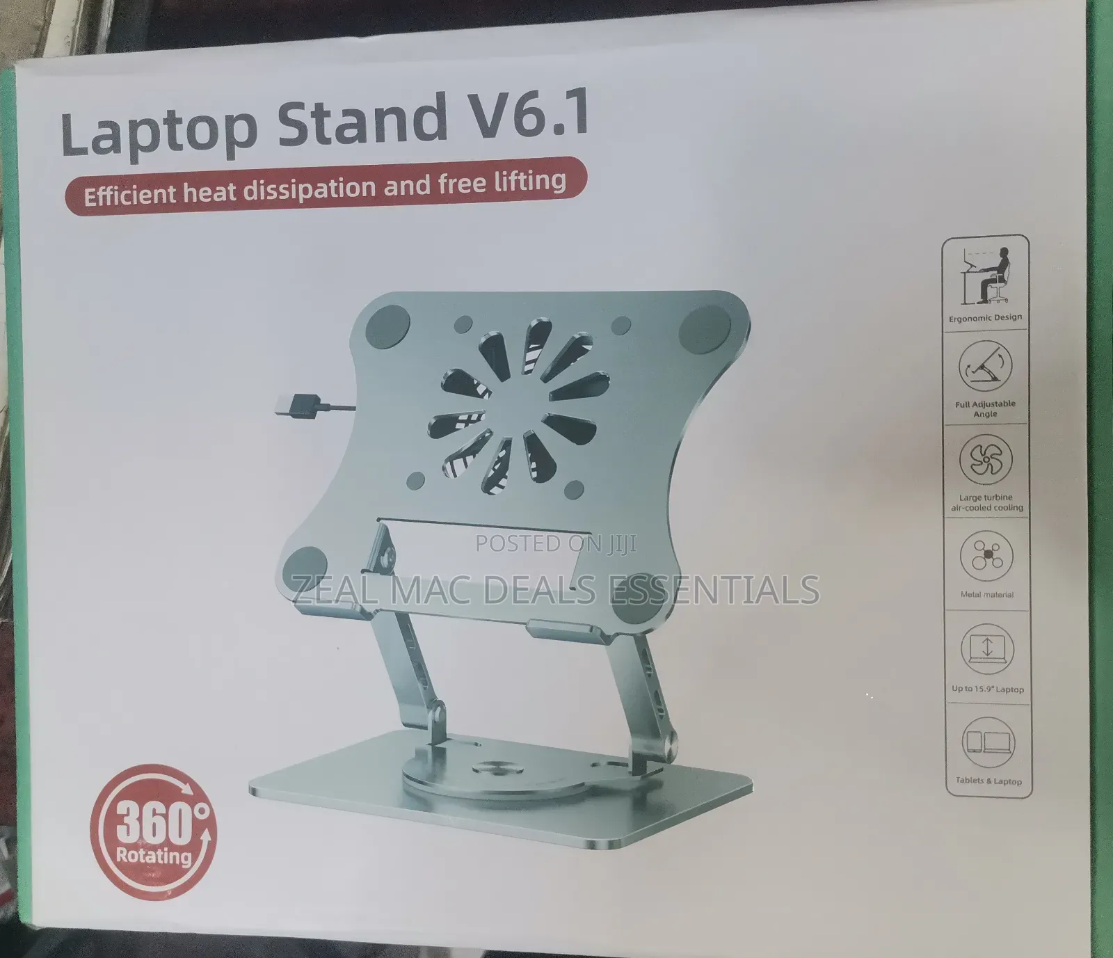 Adjustable 360 Rotation Laptop Stand With Dual Cooling Fan
