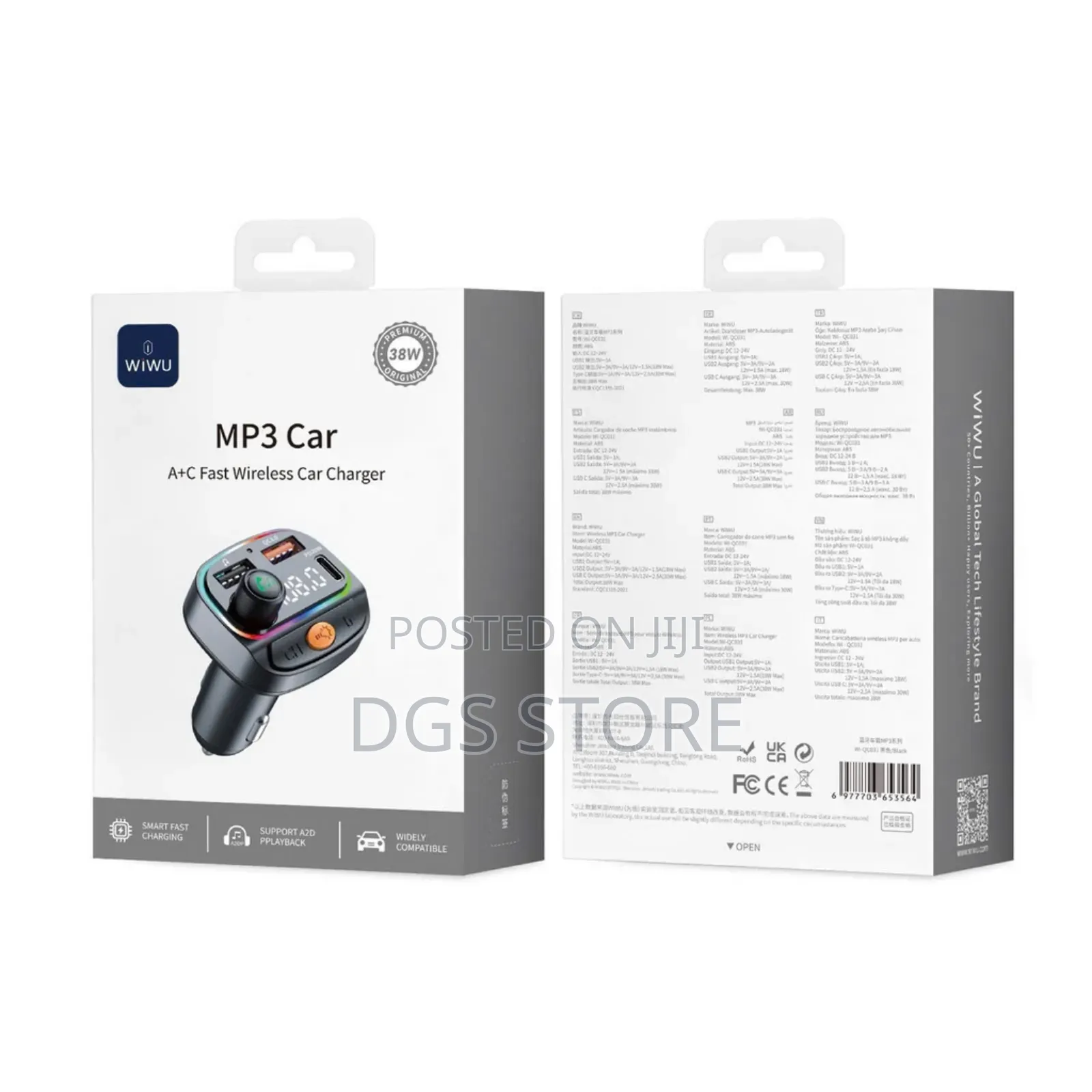Wiwu Mp3 Car A+C Fast Wireless Car Charger