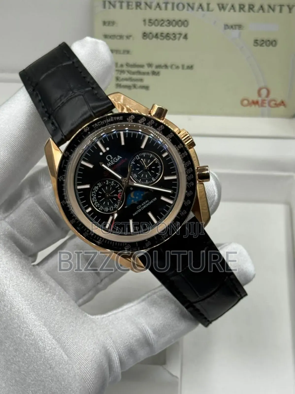 Original Omega Black Dial Genuine Leather Strap Watch
