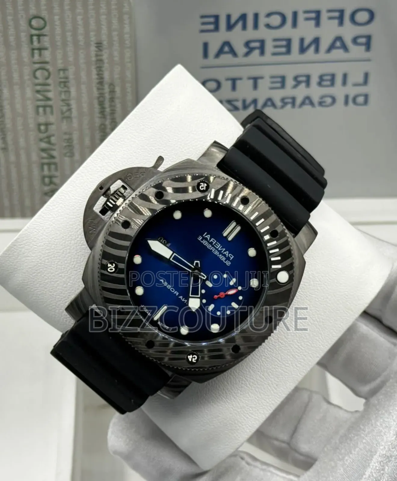 Original Panerai Submersible Black Rubber Strap Watch