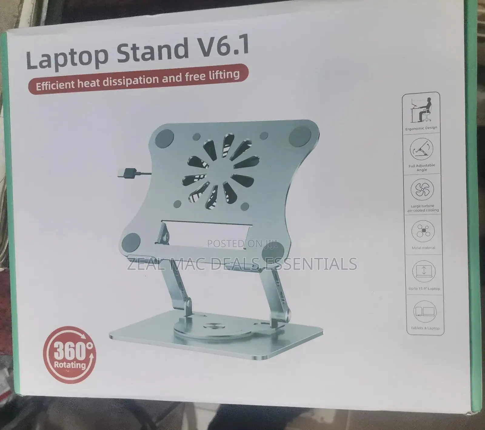 Adjustable 360 Rotation Laptop Stand With Dual Cooling Fan