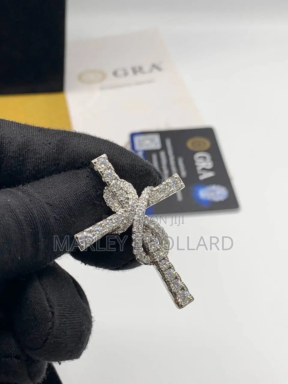 925 Sterling Moissanite Rope Cross Tennis Chain Necklace