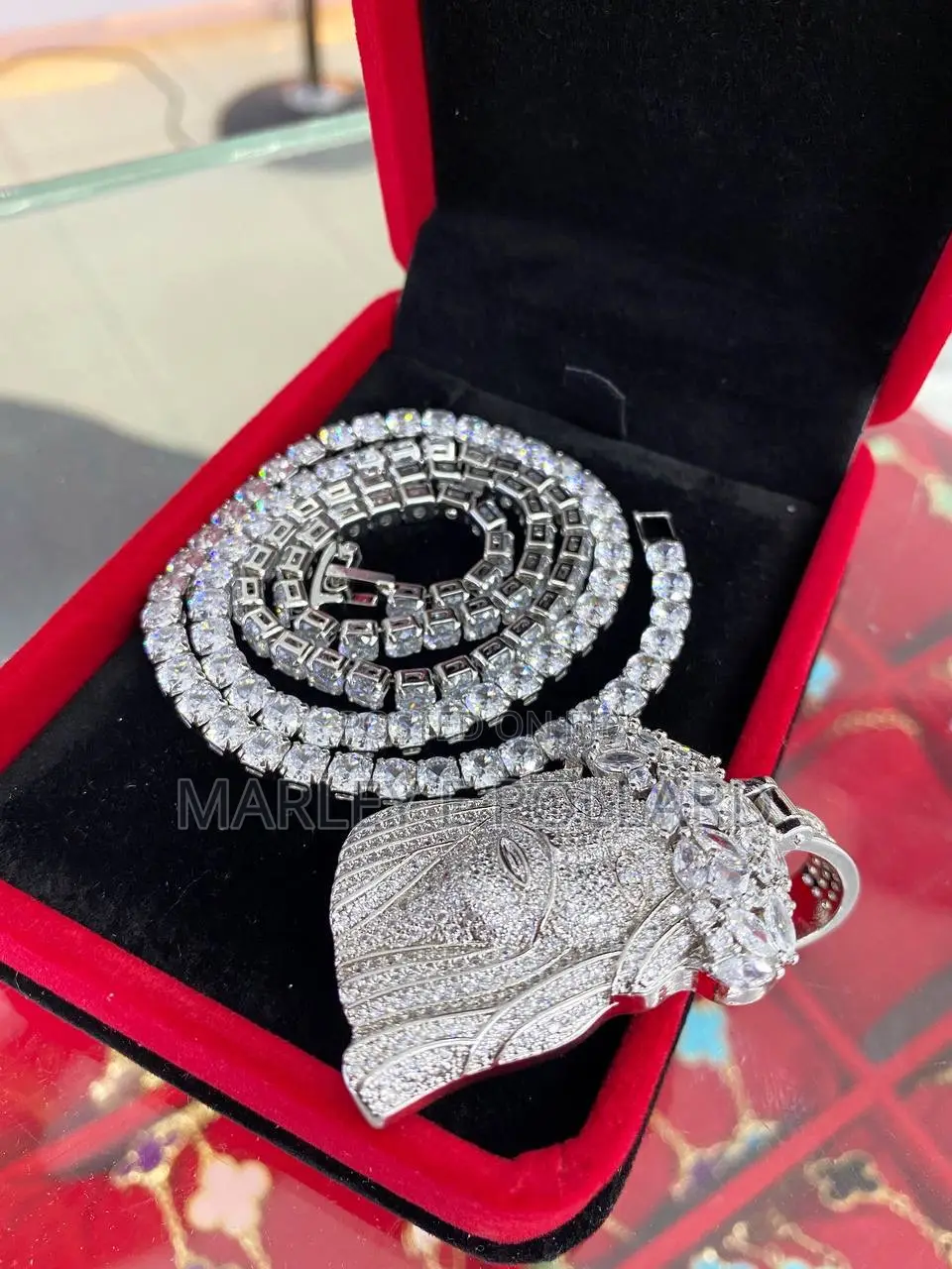 Carbon Diamond Jesus Piece Tennis Chain Pendant