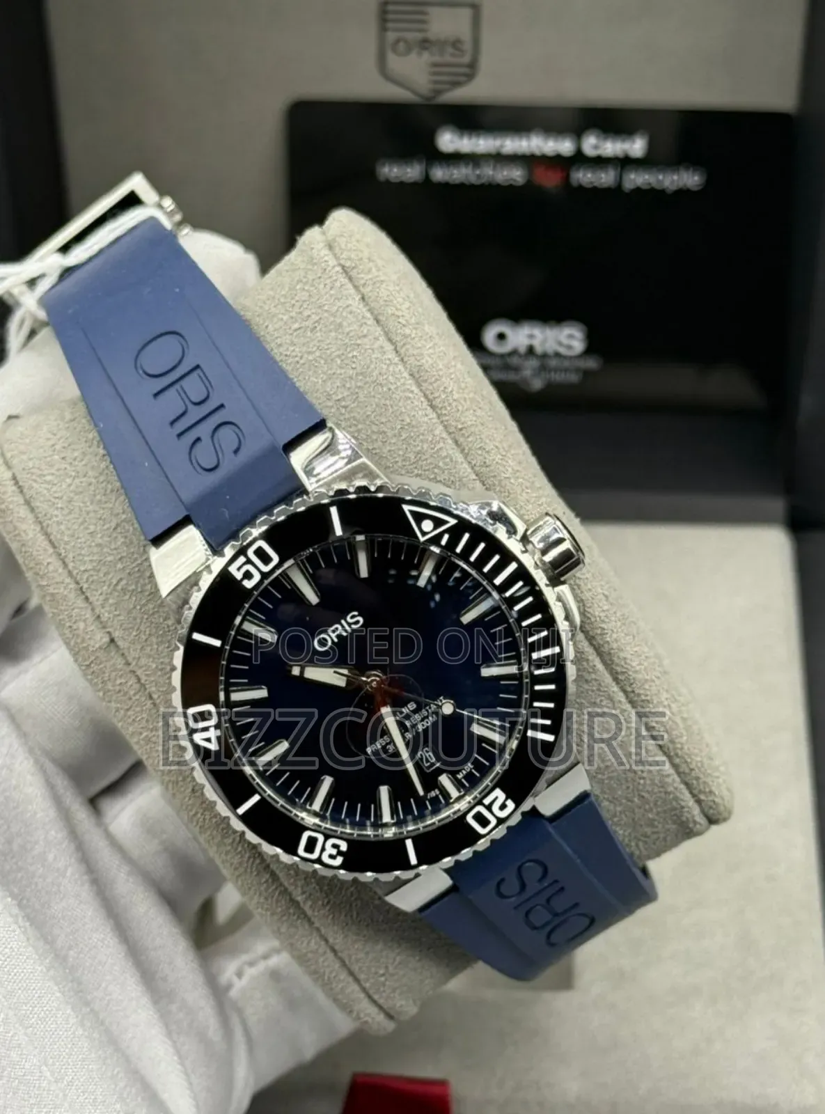 Original Oris, Calendar, Black Dial Blue Rubber Strap Watch