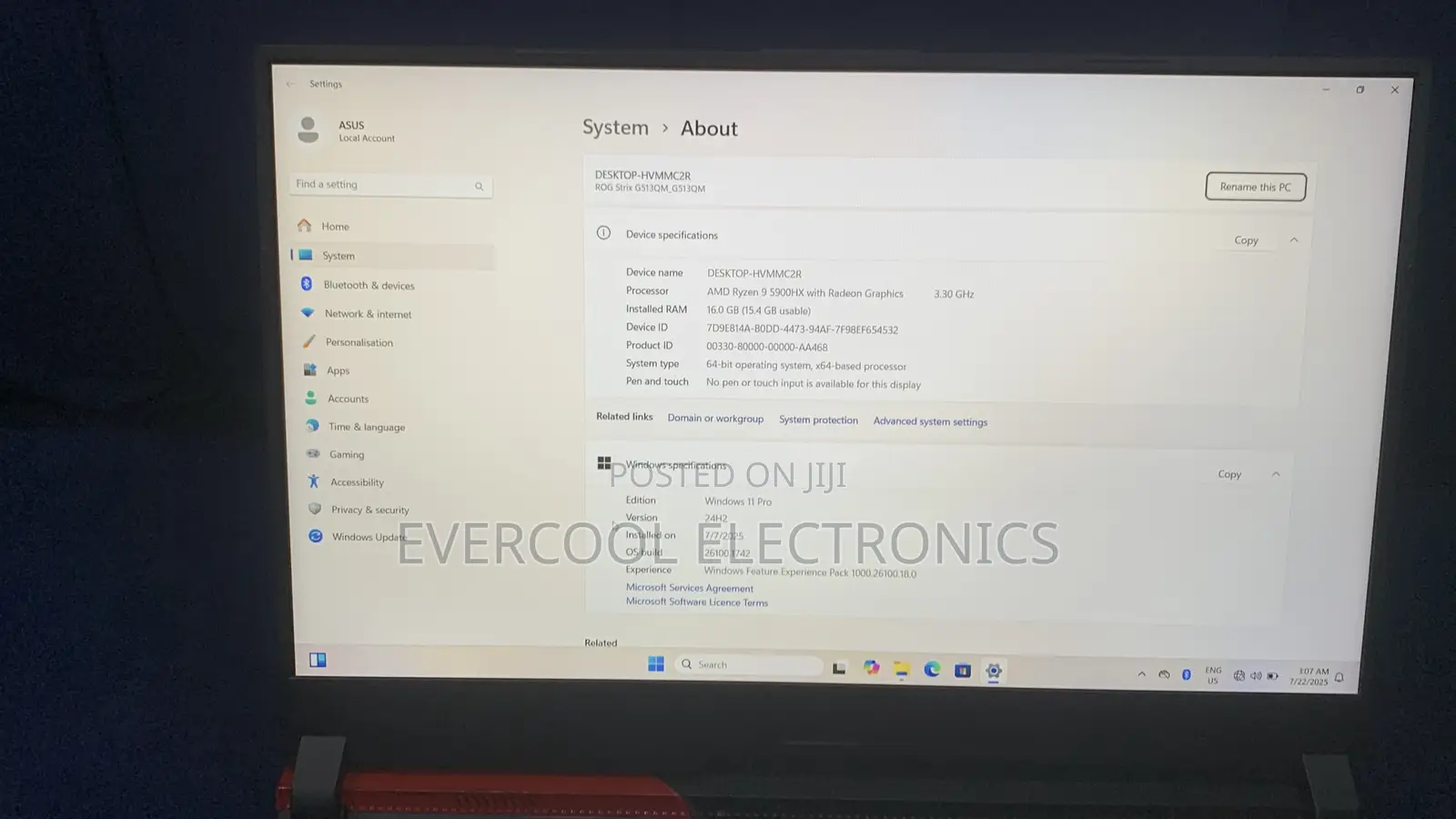 Laptop Asus ROG Strix G16 G614 16GB AMD Ryzen 9 SSD 1T