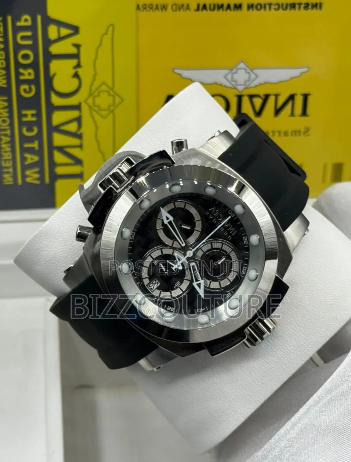 Original Invicta Chronograph, Black Rubber Strap Watch