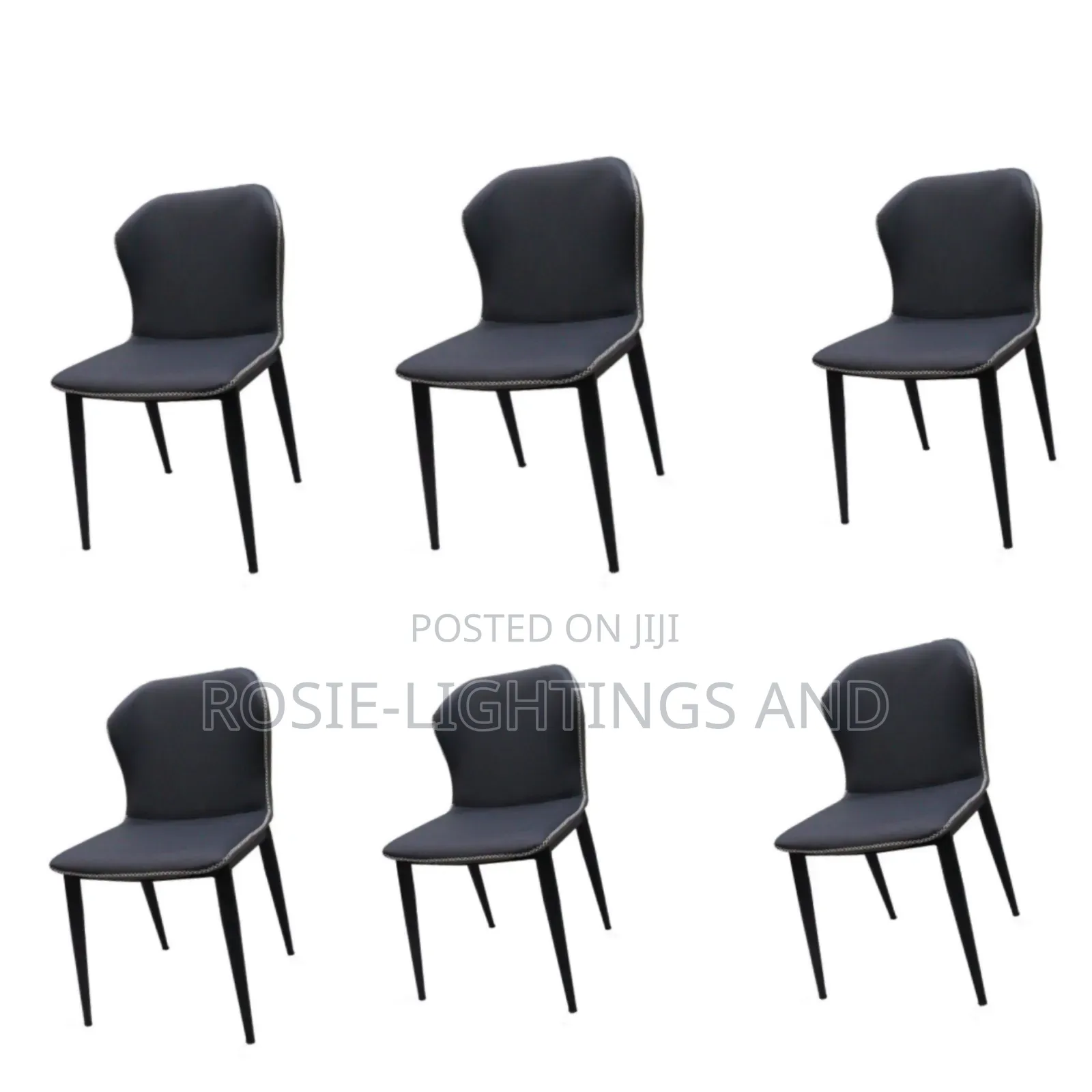 Modern Leather Dining Chairn - Full Black ( by 6 Pieces)