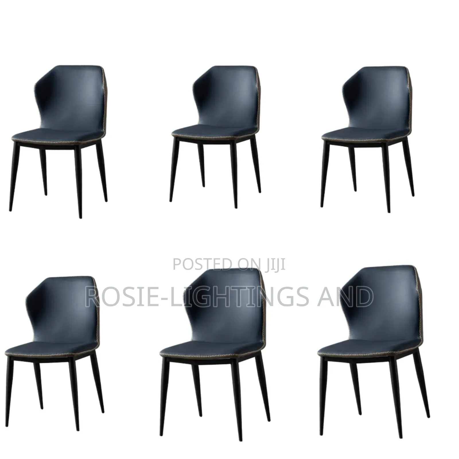 Modern Leather Dining Chair - Dark Blue ( by 6 Chairs)