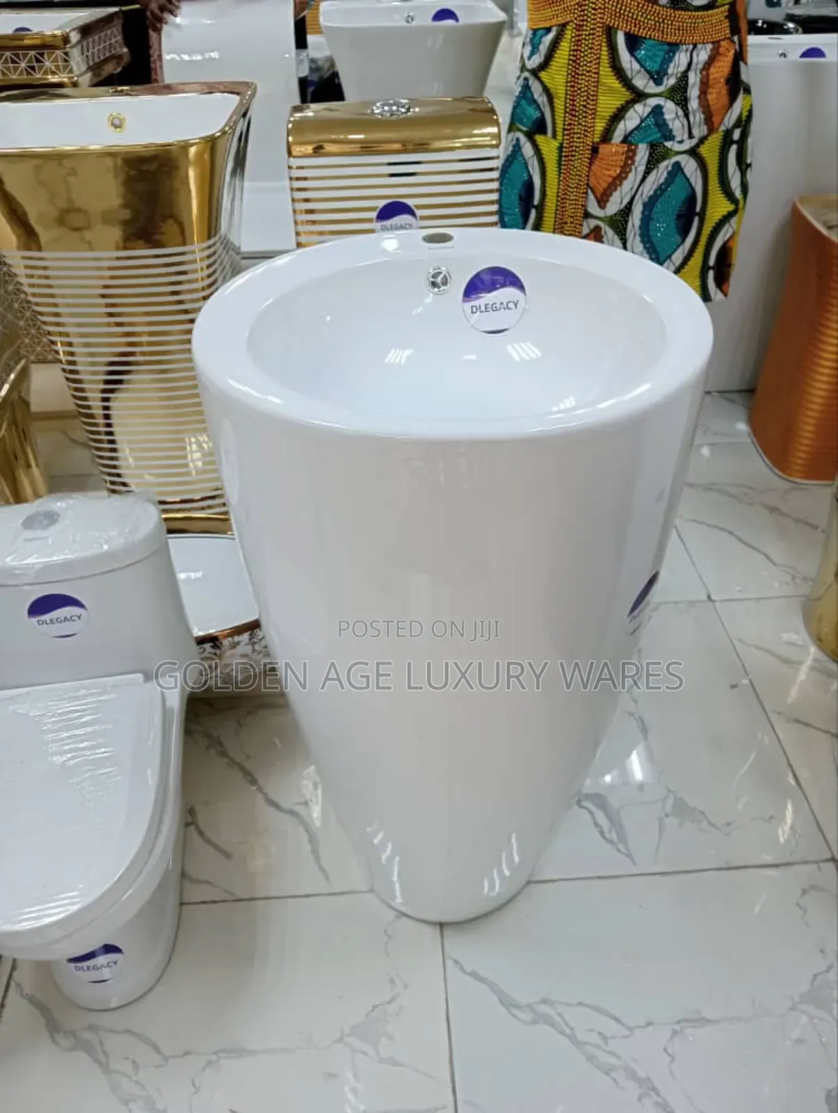 Oval Shaped White Standing Basin