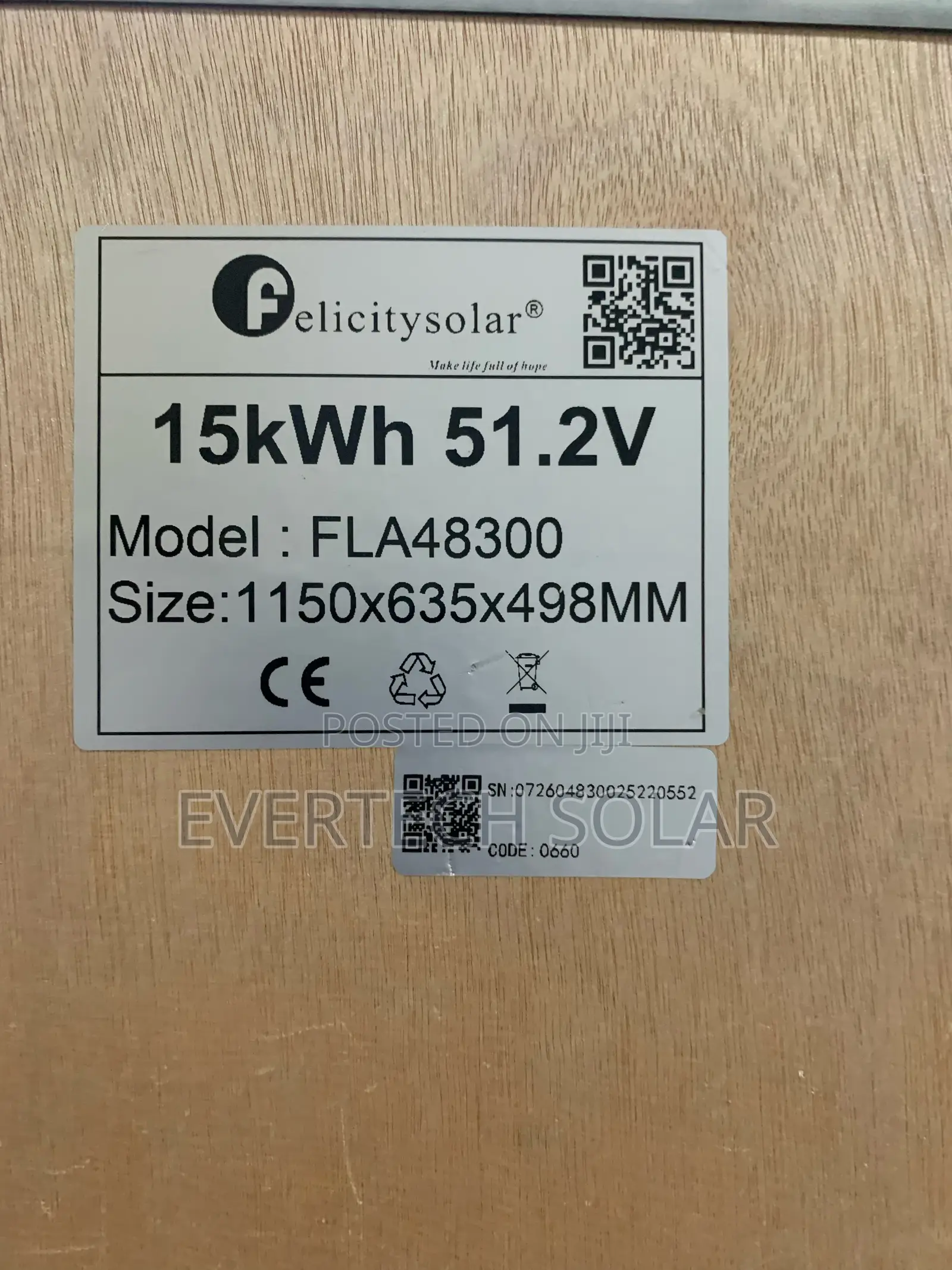 New Flat Felicity 15kwhs 51.2v Lithium Ion Battery