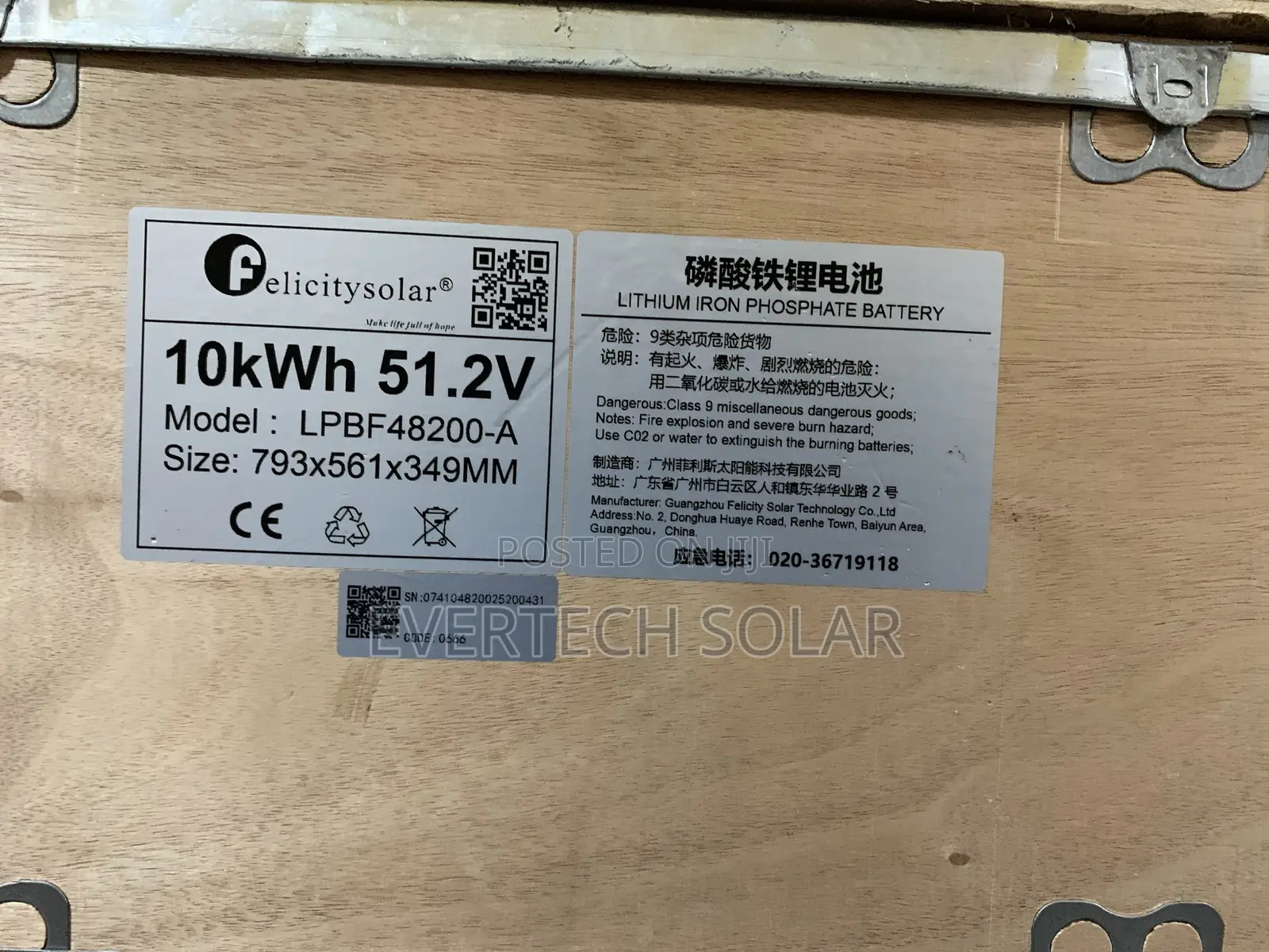 10 Kwhs Felicity 51.2v Felicity  Phosphate Battery